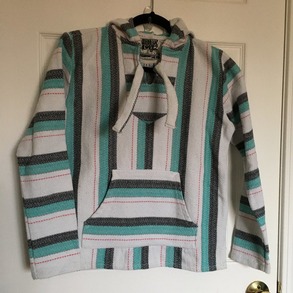Striped thick knit hoodie